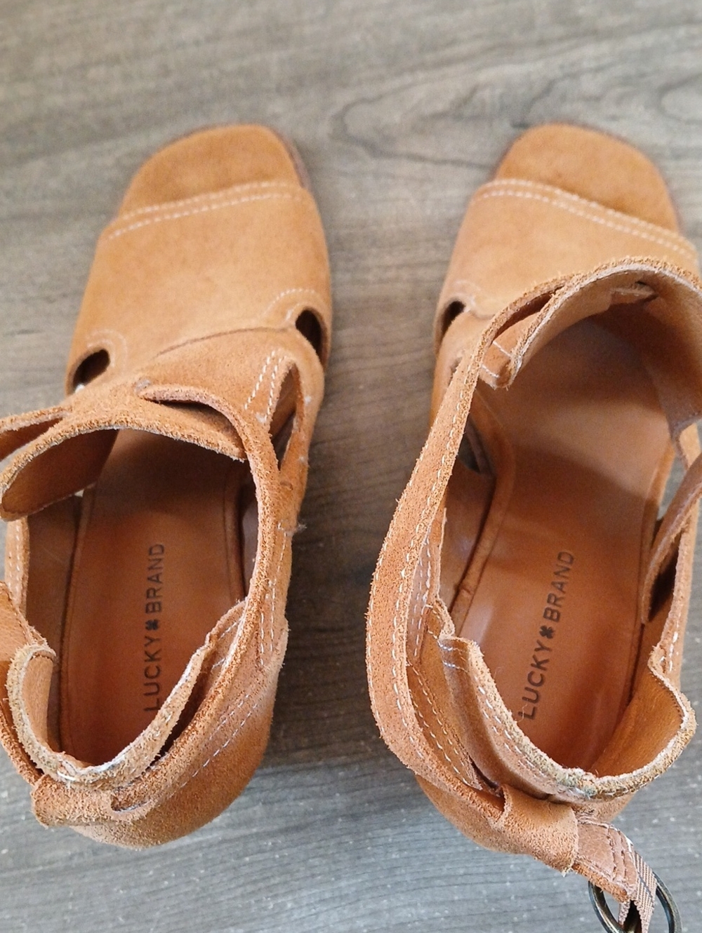Lucky Brand Luckili Suede Leather Sandal Wedges - Picture 5 of 7